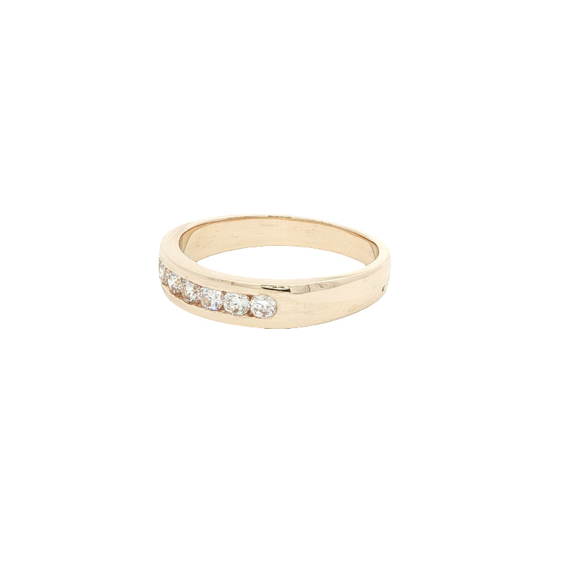 7 stone diamond channel set ring in 9ct yellow gold