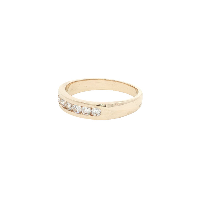 7 stone diamond channel set ring in 9ct yellow gold