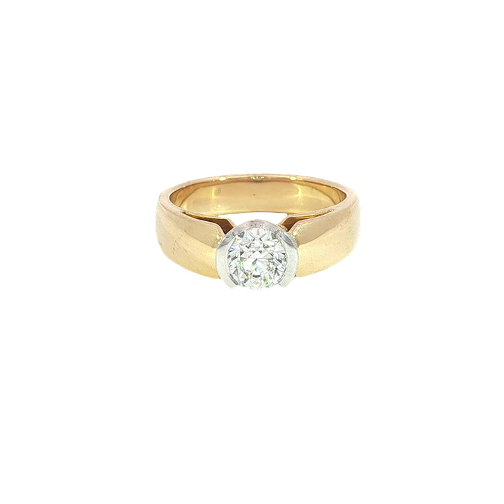 Jilly - Three quarter carat semi rubover diamond ring in 18ct two tone gold
