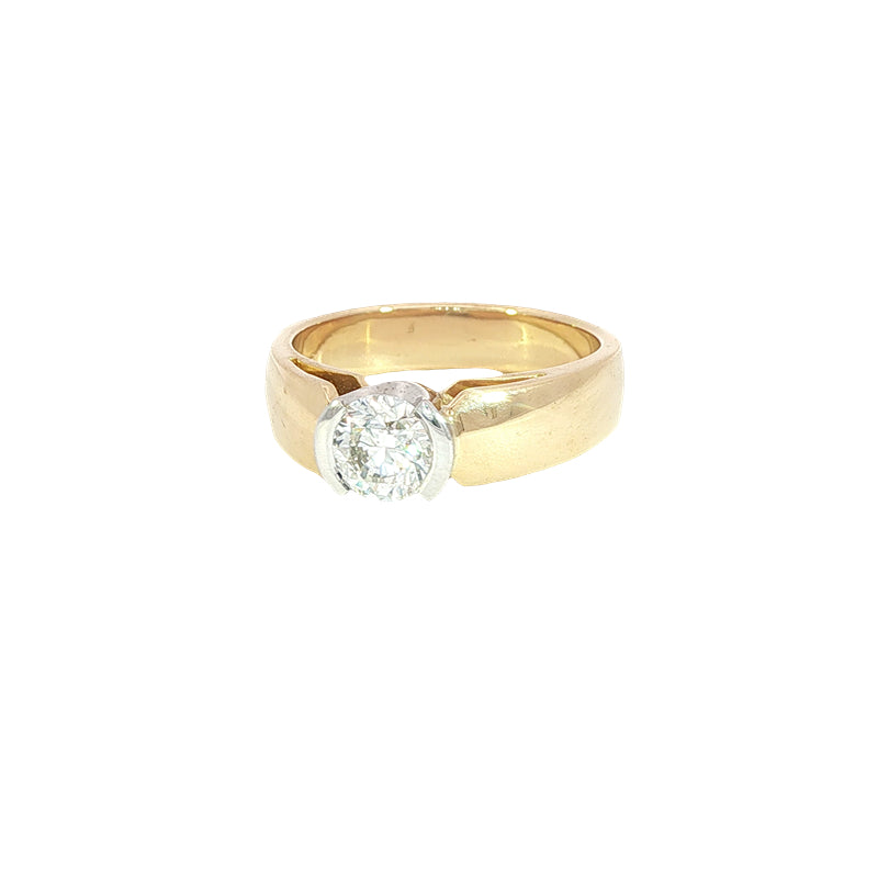 Jilly - Three quarter carat semi rubover diamond ring in 18ct two tone gold