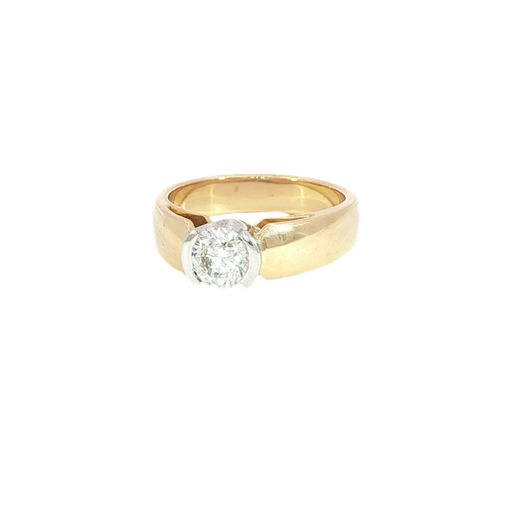 Jilly - Three quarter carat semi rubover diamond ring in 18ct two tone gold