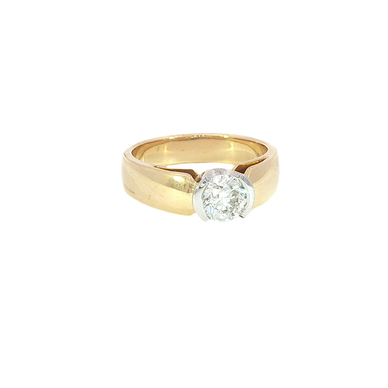 Jilly - Three quarter carat semi rubover diamond ring in 18ct two tone gold