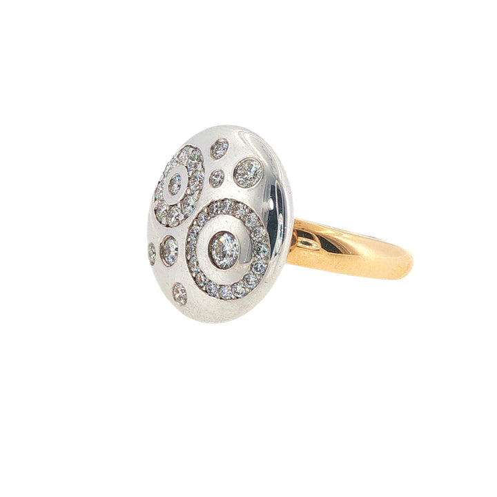 Circular top multi diamond dress ring in 9ct two tone gold