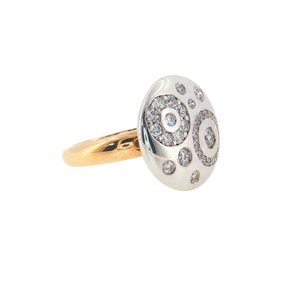 Circular top multi diamond dress ring in 9ct two tone gold