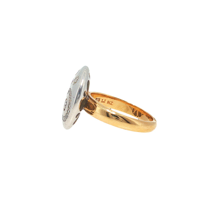 Circular top multi diamond dress ring in 9ct two tone gold