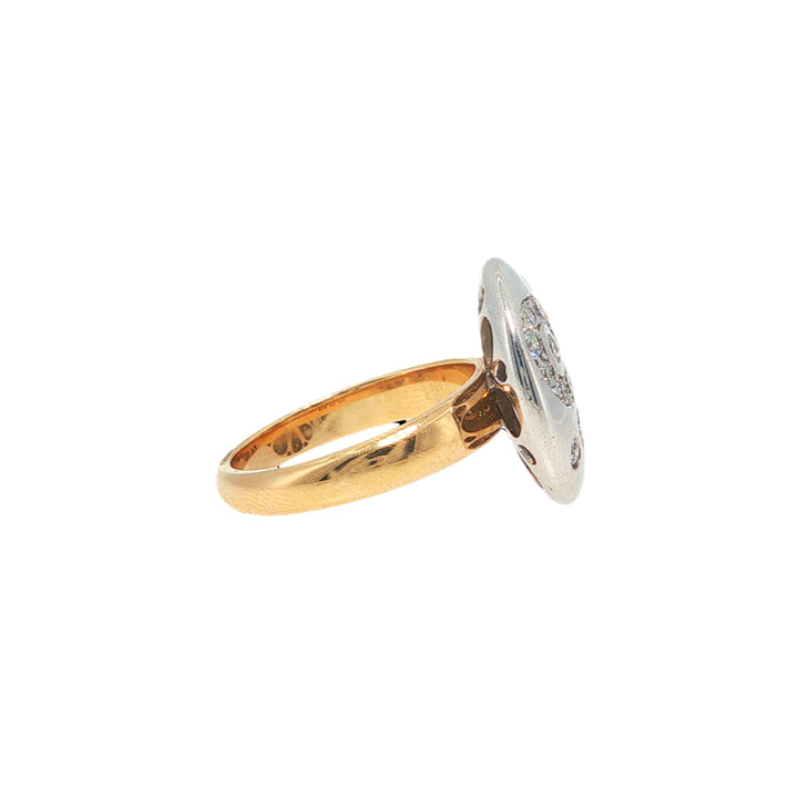 Circular top multi diamond dress ring in 9ct two tone gold