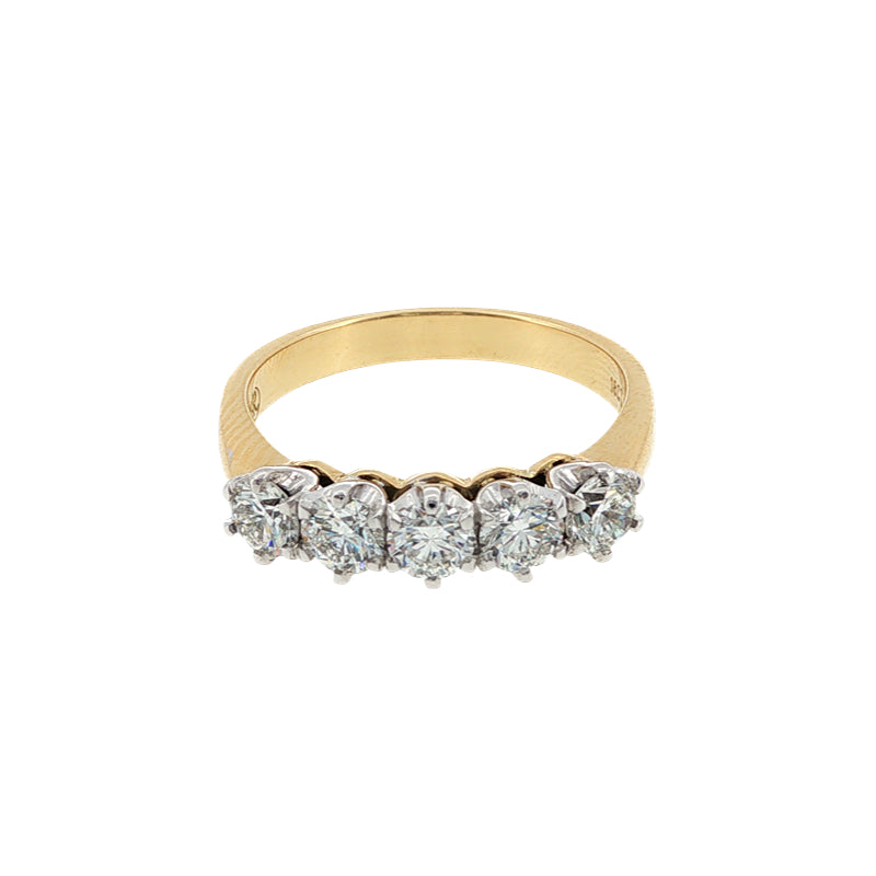 Justine - five stone diamond anniversary ring in two tone 18ct gold