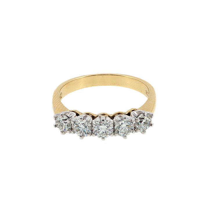 Justine - five stone diamond anniversary ring in two tone 18ct gold