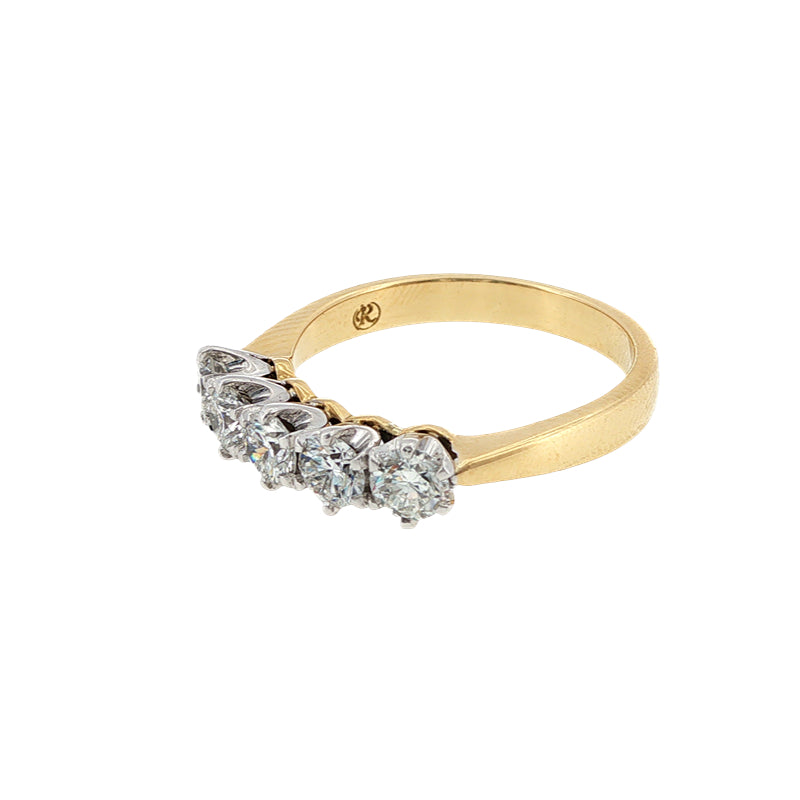 Justine - five stone diamond anniversary ring in two tone 18ct gold