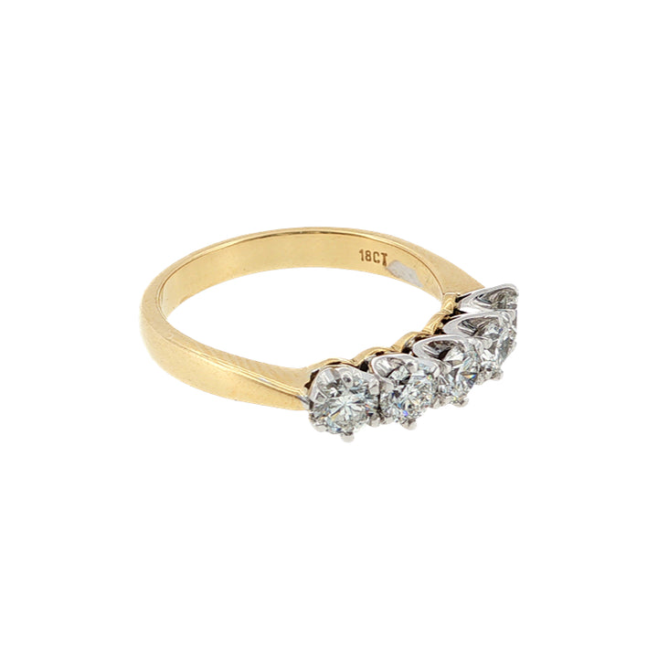 Justine - five stone diamond anniversary ring in two tone 18ct gold