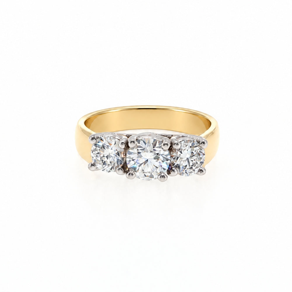 Three stone diamond ring in 18ct white gold and yellow gold