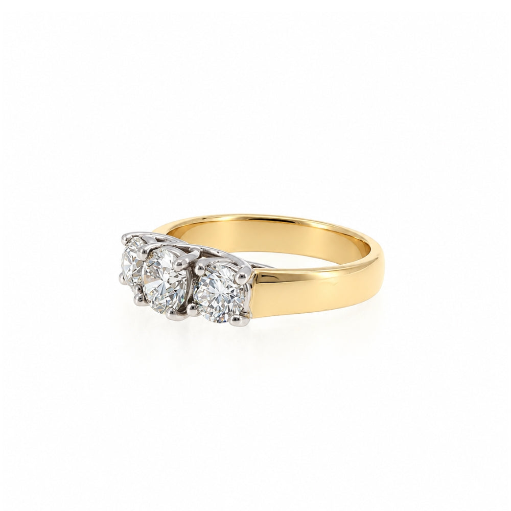 Three stone diamond ring in 18ct white gold and yellow gold