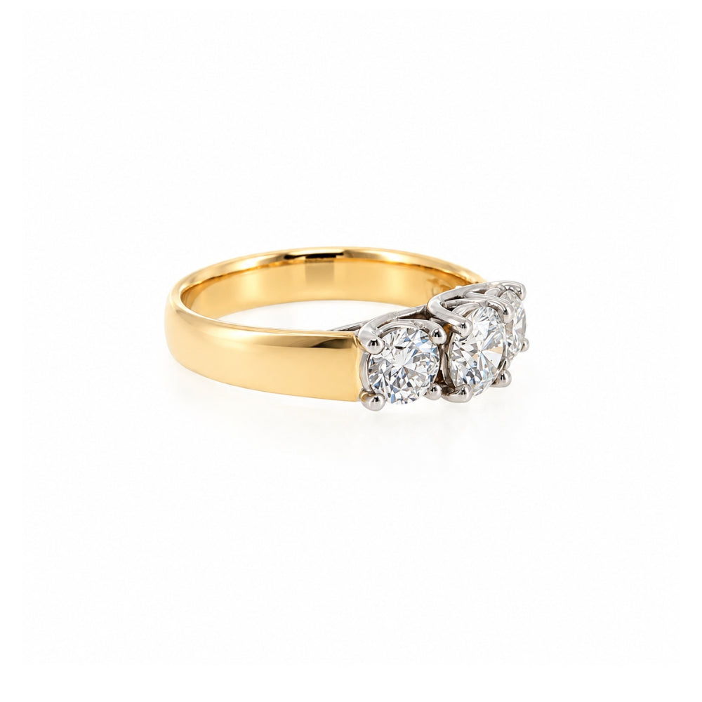 Three stone diamond ring in 18ct white gold and yellow gold