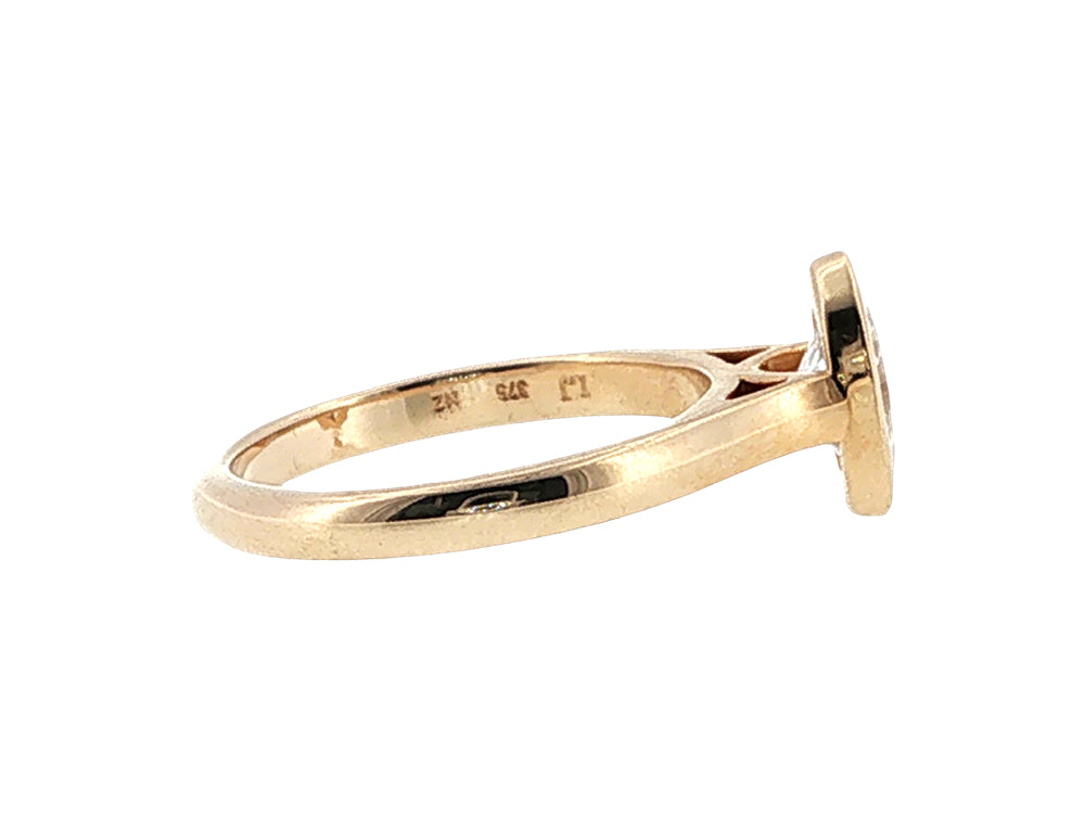 Lesia - one carat oval lab-grown diamond solitaire in 9ct yellow gold rubover setting