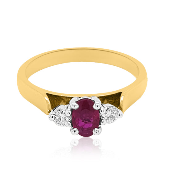 Rylee - oval ruby and diamond dress ring in 9ct yellow gold