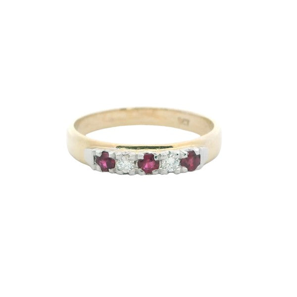 9ct yellow gold ruby & diamond eternity ring.