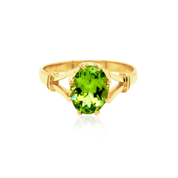 Apple Green Peridot dress ring in 9ct gold