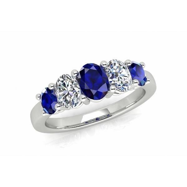 Stacey - oval ceylonese sapphire and diamond anniversary ring in 18ct white gold