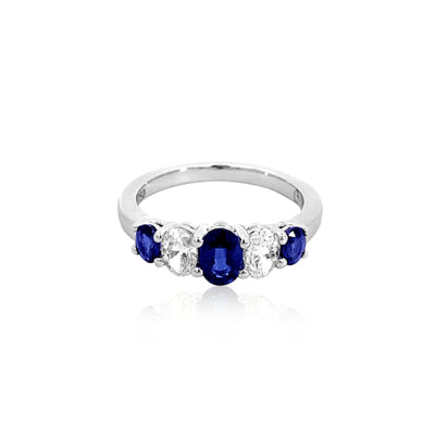 Stacey- oval ceylonese sapphire and diamond anniversary ring in 18ct white gold