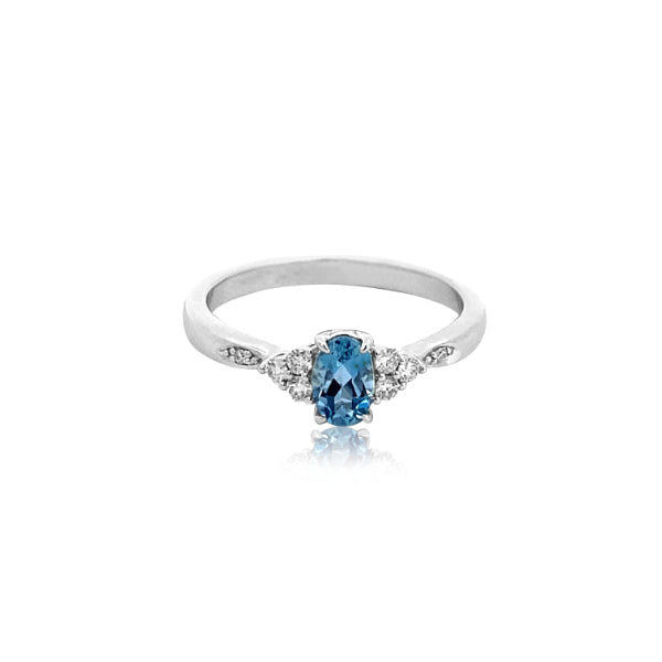 Mariam - oval aquamarine and diamond dress ring in 9ct white gold