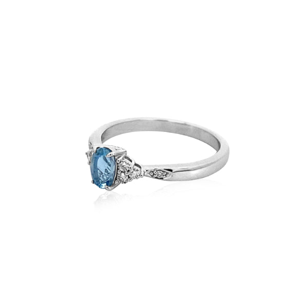 Mariam - oval aquamarine and diamond dress ring in 9ct white gold