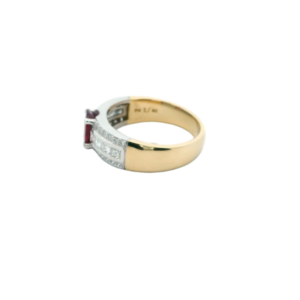 Dinah - oval ruby and diamond dress or engagment ring in 18ct yellow gold