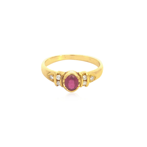 Rio - semi rubover Ruby ring with Diamonds in 9ct yellow gold