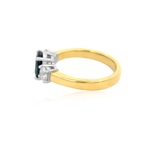 Athena - oval sapphire and diamond dress ring in 18ct yellow gold