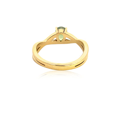 Shayla - Pear shaped green sapphire ring in 9ct yellow gold