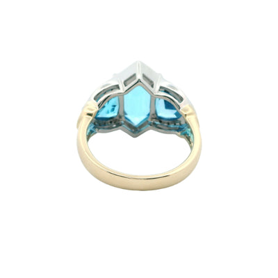 Blue topaz and diamond dress ring in 9ct white gold