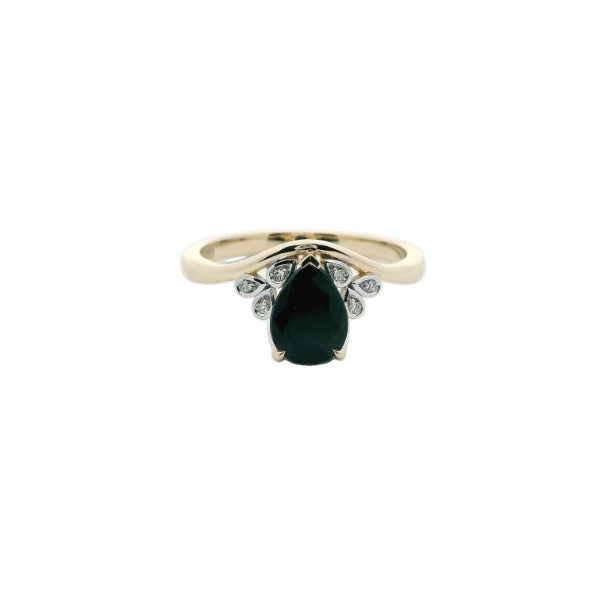 Marnie - pear sapphire and diamond ring in 9ct yellow gold