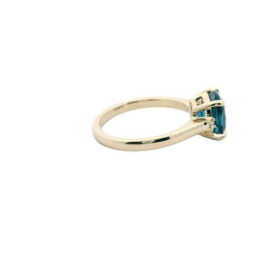 Mira - cushion cut london blue topaz and diamond dress ring in 9ct yellow gold