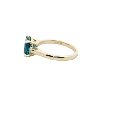 Mira - cushion cut london blue topaz and diamond dress ring in 9ct yellow gold