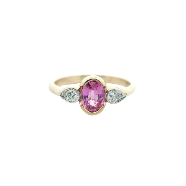 Austen - pink sapphire & diamond celebration ring in 9ct yellow gold