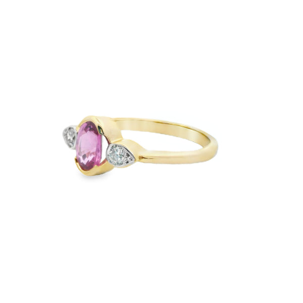 Austen - pink sapphire & diamond celebration ring in 9ct yellow gold
