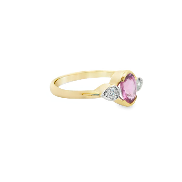 Austen - pink sapphire & diamond celebration ring in 9ct yellow gold