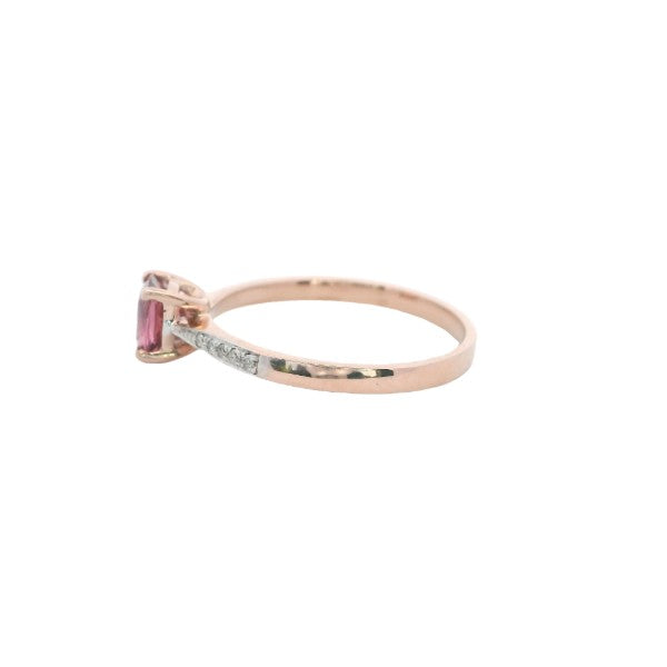 Pink tourmaline and diamond ring in 9ct rose gold