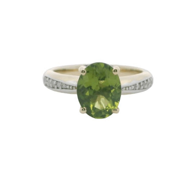 Peridot and diamond dress ring in 9ct yellow gold
