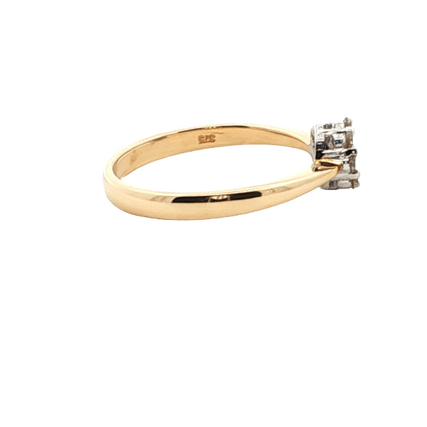 Ruby and diamond cluster ring in 9ct yellow gold