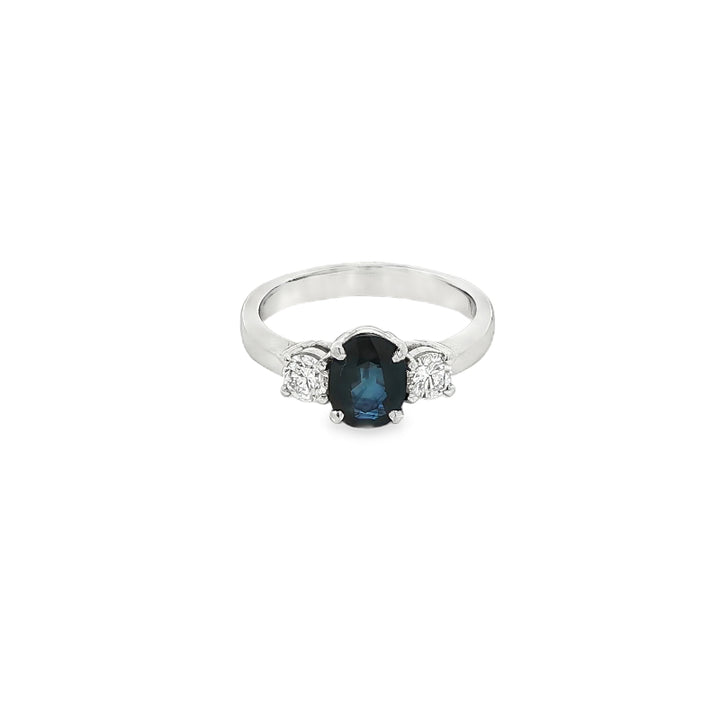 Ashleigh - platinum engagement ring with Australian Blue sapphire & diamonds