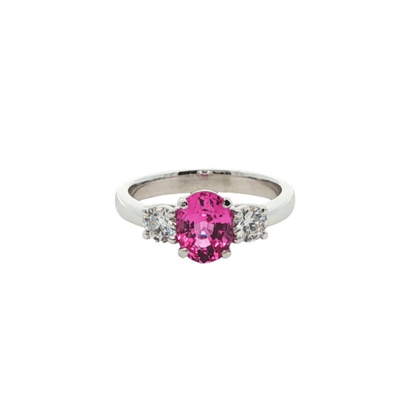 Arnya - Platinum engagement ring with pink sapphire & diamonds