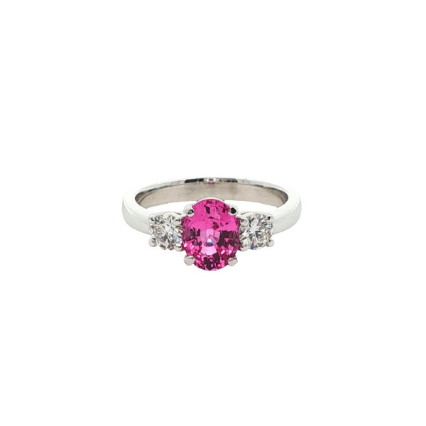 Arnya - Platinum engagement ring with pink sapphire & diamonds