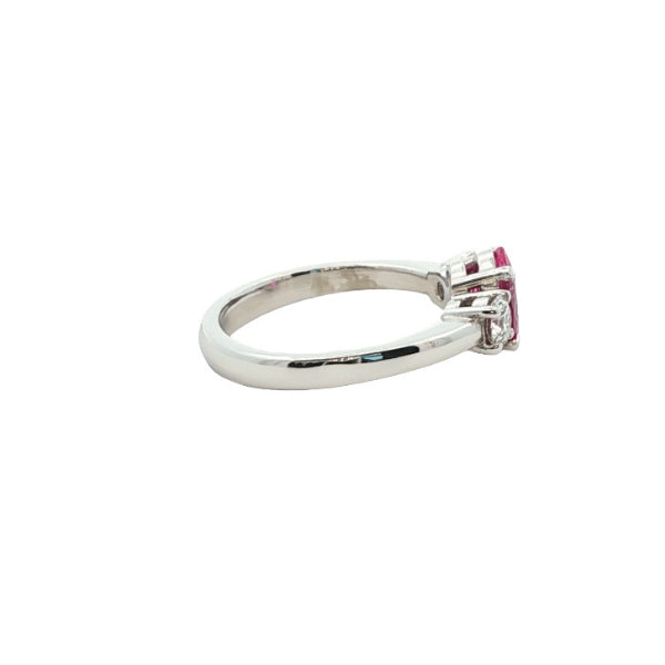 Arnya - Platinum engagement ring with pink sapphire & diamonds