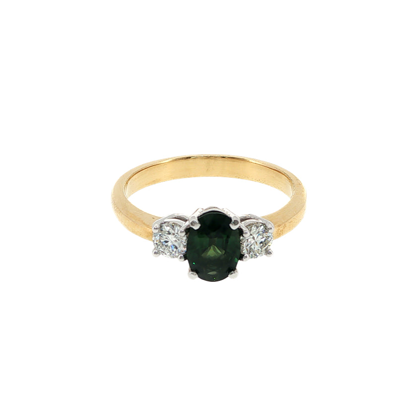 Vicki - Green sapphire & diamond ring in 18ct gold