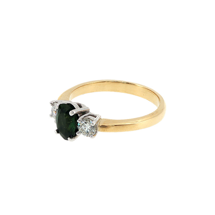 Vicki - Green sapphire & diamond ring in 18ct gold