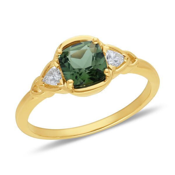 Laia - green tourmaline and diamond dress ring in 9ct yellow gold