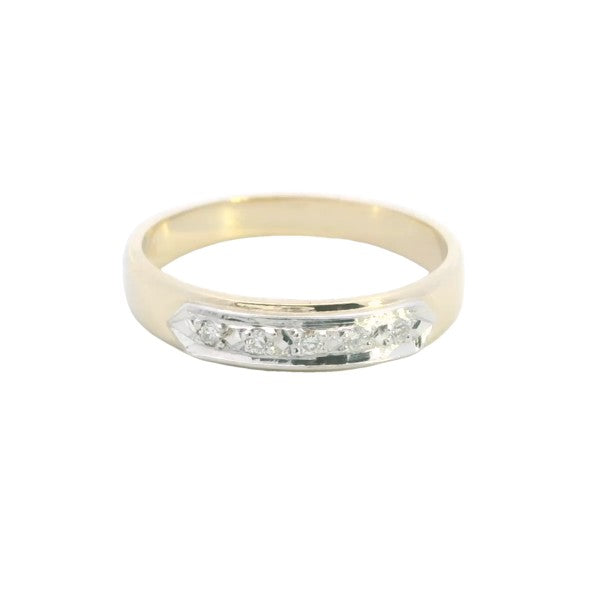5 stone bead set diamond ring on 9ct yellow gold and white gold