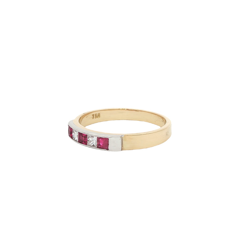Ruby and diamond eternity ring in 18ct yellow gold