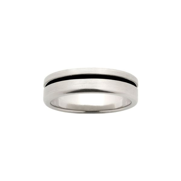 Wedding band in 9ct white gold & zirconium - 7mm