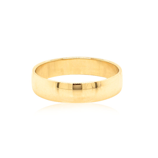9ct yellow gold half round wedding band - 5mm